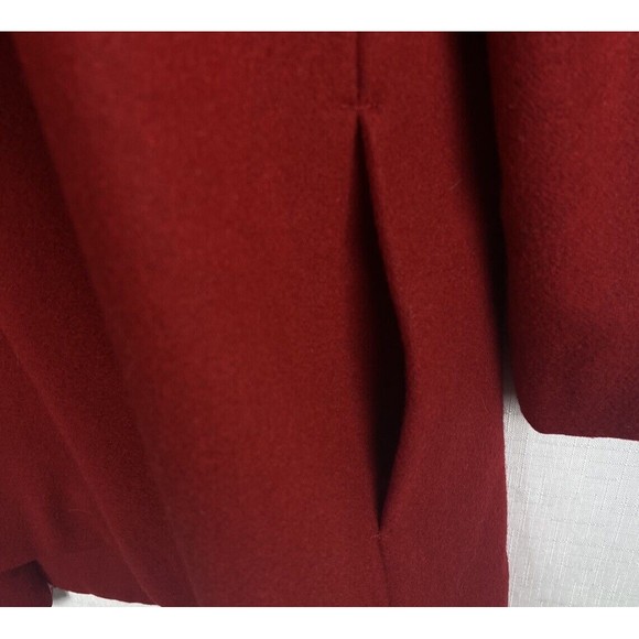 BB Dakota Women's Wool Blend Pea Coat Large Red Fully Lined Snap Button Close - Picture 6 of 9